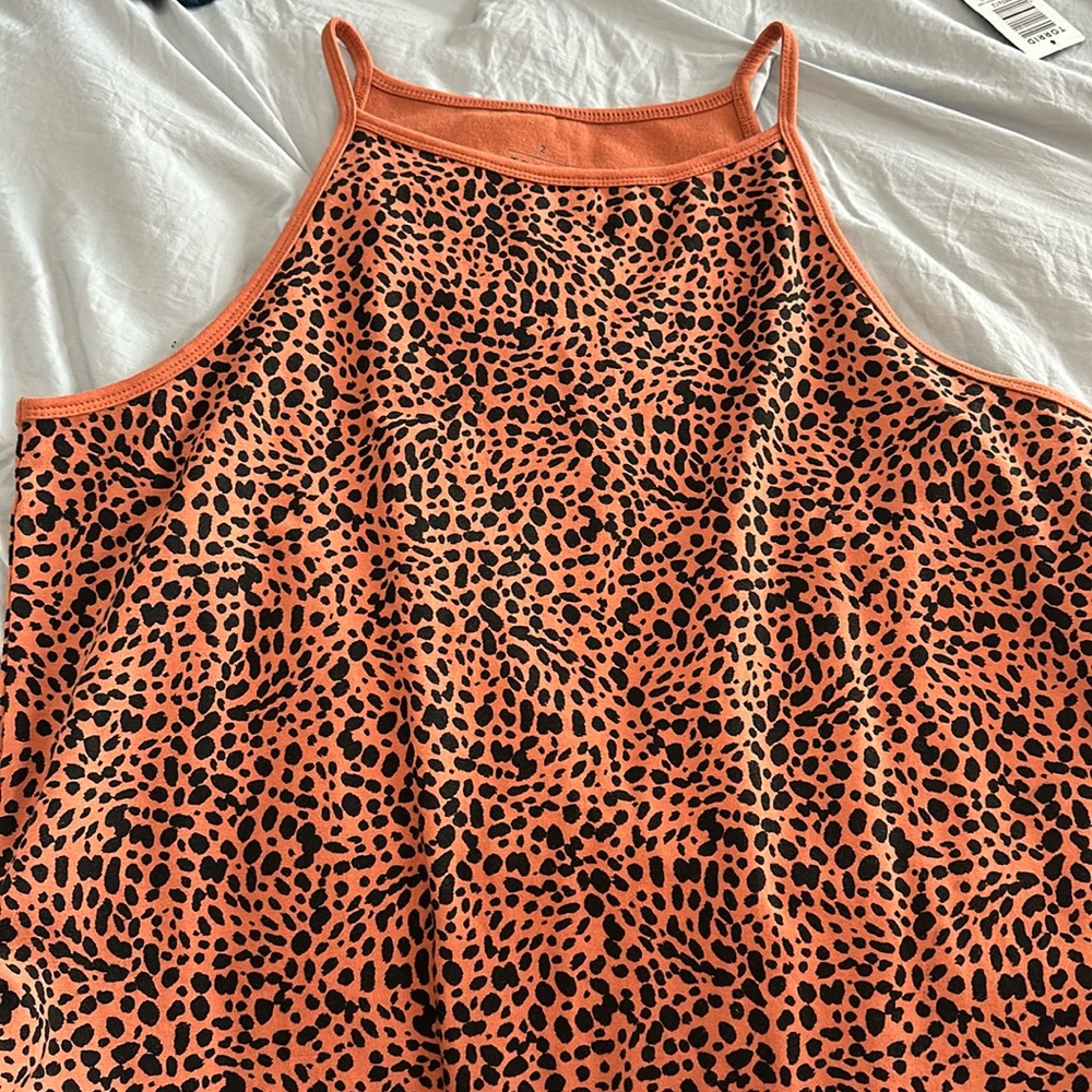 High neck cheetah foxy tank